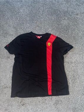 Puma Scuderia Ferrari T Shirt XXL Black Red Stripe F1 Racing Logo Mens Tee